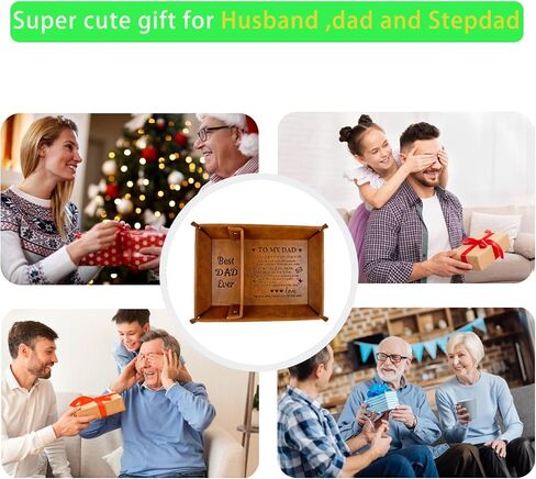 ONFAON Gifts for Dad Fathers Day from Daughter Son Kids, Best Dad Ever PU Leather Valet Tray and Keychain,for Men Stepdads Husband, Birthday Gifts for Dad,Unique Christmas Birthday Gift in Kuwait