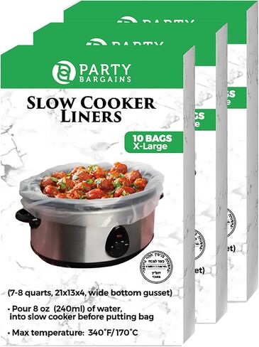 Party Bargains 30 Bags Slow Cooker Liners - Fits 7-8 Quarts, 21 x 4 x 13 Inches, 4" Wide Gusset, X-Large Crock Pot Liners, Multi Use Cooking Bags, Sous Vide in Saudi Arabia