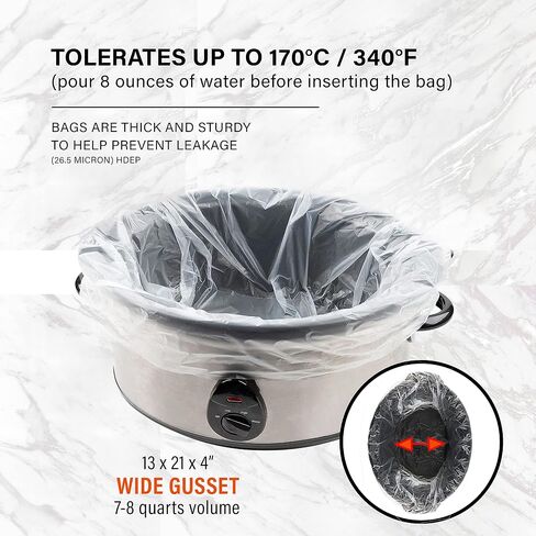 Party Bargains 30 Bags Slow Cooker Liners - Fits 7-8 Quarts, 21 x 4 x 13 Inches, 4" Wide Gusset, X-Large Crock Pot Liners, Multi Use Cooking Bags, Sous Vide in Saudi Arabia