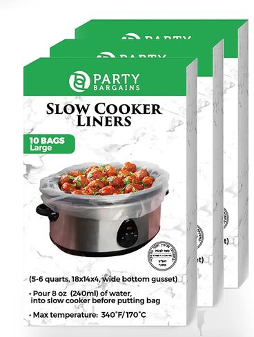 Party Bargains 30 Bags Slow Cooker Liners - Fits 7-8 Quarts, 21 x 4 x 13 Inches, 4" Wide Gusset, X-Large Crock Pot Liners, Multi Use Cooking Bags, Sous Vide in Saudi Arabia