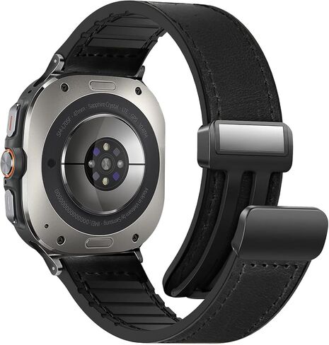 Magnetic Leather Watch Band Compatible with Samsung Galaxy Watch Ultra 47mm (2024) Magnetic Buckle Design Adjustable Classic Wristbands Accessories Replacement Straps for Men and Women in Kuwait
