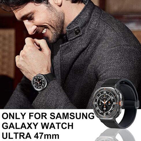Magnetic Leather Watch Band Compatible with Samsung Galaxy Watch Ultra 47mm (2024) Magnetic Buckle Design Adjustable Classic Wristbands Accessories Replacement Straps for Men and Women in Kuwait