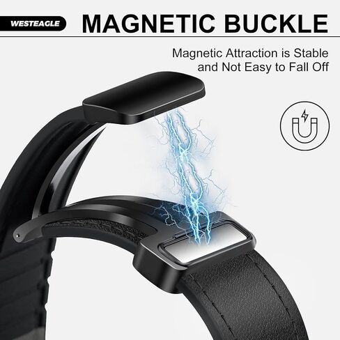 Magnetic Leather Watch Band Compatible with Samsung Galaxy Watch Ultra 47mm (2024) Magnetic Buckle Design Adjustable Classic Wristbands Accessories Replacement Straps for Men and Women in Kuwait