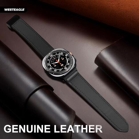 Magnetic Leather Watch Band Compatible with Samsung Galaxy Watch Ultra 47mm (2024) Magnetic Buckle Design Adjustable Classic Wristbands Accessories Replacement Straps for Men and Women in Kuwait