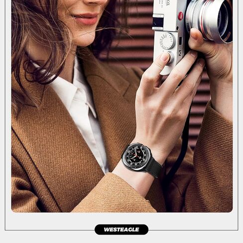 Magnetic Leather Watch Band Compatible with Samsung Galaxy Watch Ultra 47mm (2024) Magnetic Buckle Design Adjustable Classic Wristbands Accessories Replacement Straps for Men and Women in Kuwait