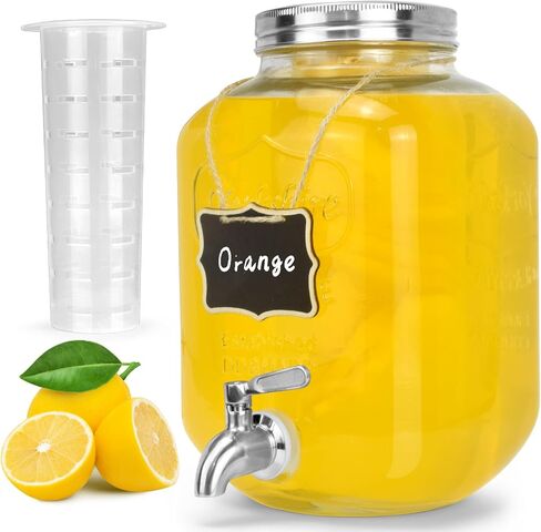 1 Gallon Glass Drink Dispensers For Parties 2PACK.Beverage Dispenser，Glass Drink Dispenser With Stand And Stainless Steel Spigot 100% Leakproof.Lemonade Dispenser With Ice Cylinder. in Saudi Arabia