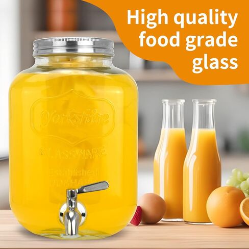 1 Gallon Glass Drink Dispensers For Parties 2PACK.Beverage Dispenser，Glass Drink Dispenser With Stand And Stainless Steel Spigot 100% Leakproof.Lemonade Dispenser With Ice Cylinder. in Saudi Arabia
