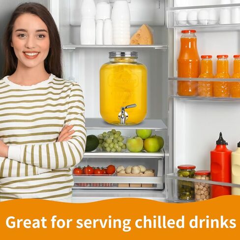 1 Gallon Glass Drink Dispensers For Parties 2PACK.Beverage Dispenser，Glass Drink Dispenser With Stand And Stainless Steel Spigot 100% Leakproof.Lemonade Dispenser With Ice Cylinder. in Saudi Arabia