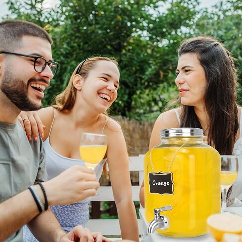 1 Gallon Glass Drink Dispensers For Parties 2PACK.Beverage Dispenser，Glass Drink Dispenser With Stand And Stainless Steel Spigot 100% Leakproof.Lemonade Dispenser With Ice Cylinder. in Saudi Arabia