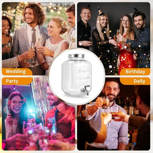 1 Gallon Glass Drink Dispensers For Parties 2PACK.Beverage Dispenser，Glass Drink Dispenser With Stand And Stainless Steel Spigot 100% Leakproof.Lemonade Dispenser With Ice Cylinder. in Saudi Arabia