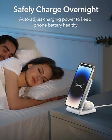 2-in-1 for Magsafe-Compatible Charger Stand with PD 20W USB-C Charger Block & Cable, Fast Charging Wireless Charger Designed for iPhone 17 Pro Max/16/15/14/13/12, AirPods 4/3/Pro 3/Pro 2/Pro, White in Kuwait
