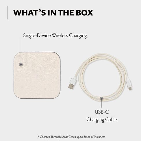 COURANT Catch:1 Classics - Italian Leather Wireless Charging Pad - Compatible with iPhone 16, 15, 14, 13, 12, 11, X, Samsung Galaxy S23, S22, S21, S20, Note, AirPods, AirPods Pro (Bone) in Saudi Arabia
