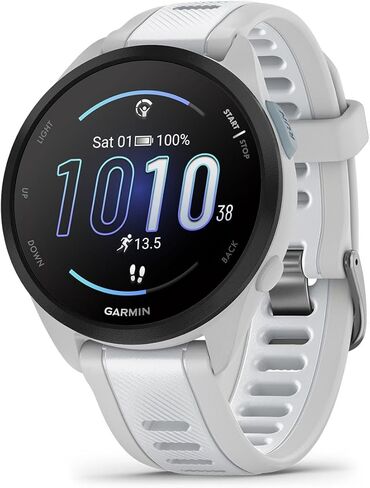 Garmin Forerunner 165 (Mist Gray/Whitestone) Running GPS Smartwatch Bundle - AMOLED Touchscreen, 11-Day Battery, Training & Recovery with PlayBetter Wireless Running Earbuds in Saudi Arabia