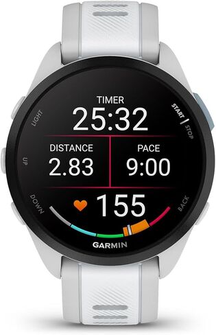 حزمة ساعة Garmin Forerunner 165 (رمادي ضبابي/حجر أبيض) تعمل بنظام تحديد المواقع العالمي (GPS) - شاشة لمس AMOLED، بطارية تدوم 11 يومًا، تدريب واسترداد مع سماعات أذن PlayBetter اللاسلكية للجري in Kuwait