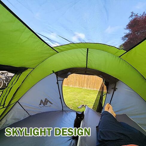 4 Person Pop Up Tents for Camping - AYAMAYA Waterproof Instant Family Tents with Skylight & Removable Rainfly, Upgraded Large Size with 2 Doors -Automatic Easy Setup Beach Tent with Poles in Kuwait