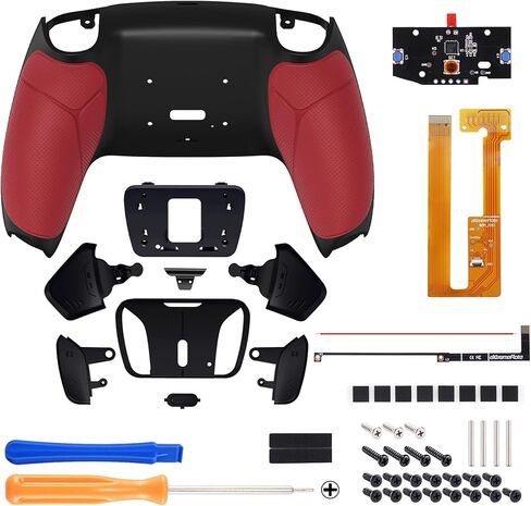 eXtremeRate Volcanic Red Rubberized Grip Programable RISE4 Remap Kit for PS5 Controller BDM-030 040 050, Upgrade Board & Redesigned Back Shell & 4 Back Buttons for PS5 Controller - Without Controller in Saudi Arabia