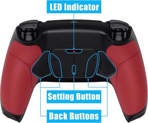 eXtremeRate Volcanic Red Rubberized Grip Programable RISE4 Remap Kit for PS5 Controller BDM-030 040 050, Upgrade Board & Redesigned Back Shell & 4 Back Buttons for PS5 Controller - Without Controller in Saudi Arabia