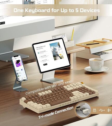 لوحة مفاتيح ميكانيكية لاسلكية R100، ثلاثية الوضع BT5.0/2.4 جيجا هرتز/USB-C لوحة مفاتيح مخصصة قابلة للتبديل السريع، مفتاح Gateron G Pro 3.0 أصفر، لوحة مفاتيح ألعاب RGB Light لنظام التشغيل Windows & Mac، أغطية مفاتيح PBT in Saudi Arabia
