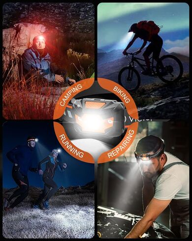 Victoper Headlamp 2 Pack, 4 Modes Red Light Head Lamp Battery Powered, Hardhat Mechanic Waterproof Headlamps Flashlight, LED Head Lamps for Adults, Kids, Camping, Running, Hiking, Outdoor, Fishing in Saudi Arabia