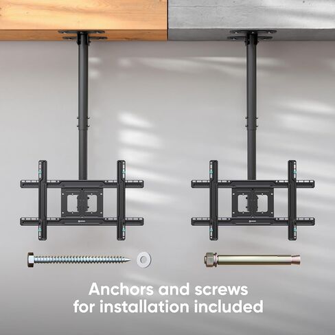 ONKRON TV Ceiling Mount for 32-80 Inch Screen up to 150 lbs, Long & Height Adjustable TV Mount Ceiling max VESA 600x400 Full Motion Ceiling TV Mount Swivel and Tilt/Ceiling Mount TV Bracket Black in Kuwait