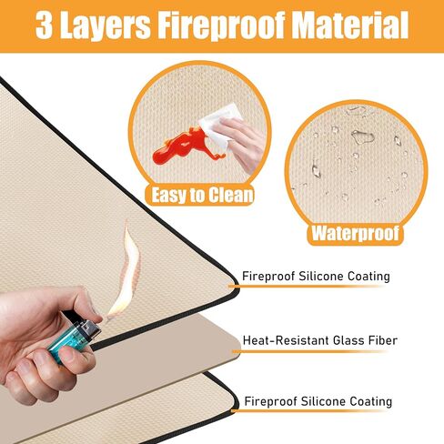 Heat Resistant Mat for Air Fryer, Oven, Countertop, 15x18in Hot Pads for Kitchen Counter, Heat Shield & Quartz Countertop Protector Mat, Air Fryer & Coffee Machine Accessories in Saudi Arabia
