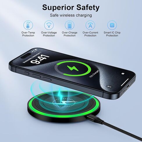 Wireless Charger Fast Charging Pad for Motorola Razr/Edge 2024,Moto G 5G 2024,Moto G Power/Stylus 5G 2024,15W Charging Station with QC Adapter for Samsung Galaxy S24 S23 S22,iPhone 16/15,Pixel 9 8a 8 in Saudi Arabia