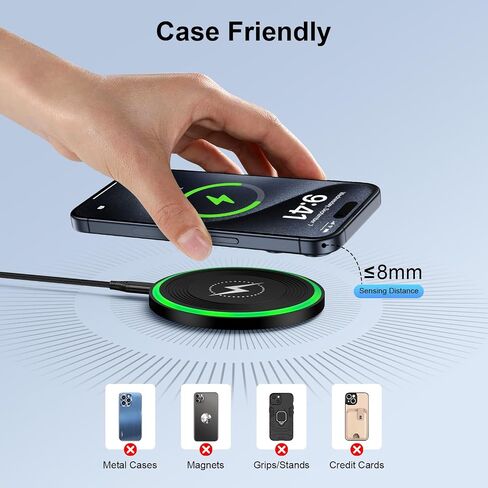 Wireless Charger Fast Charging Pad for Motorola Razr/Edge 2024,Moto G 5G 2024,Moto G Power/Stylus 5G 2024,15W Charging Station with QC Adapter for Samsung Galaxy S24 S23 S22,iPhone 16/15,Pixel 9 8a 8 in Saudi Arabia
