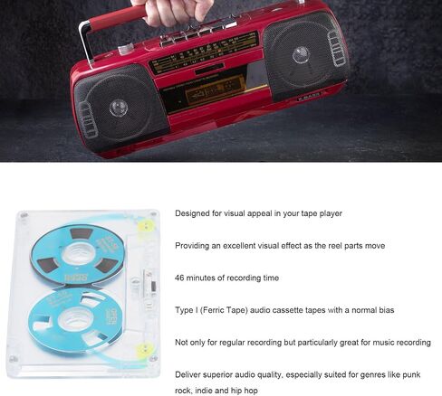 Blank Cassette Tapes Audio Cassettes, Blank Cassette Tapes for Recording Blank Audio Tapes, Low Noise High Output 46 Minute, Clear Audio Cassette Tape (Blue) in Saudi Arabia