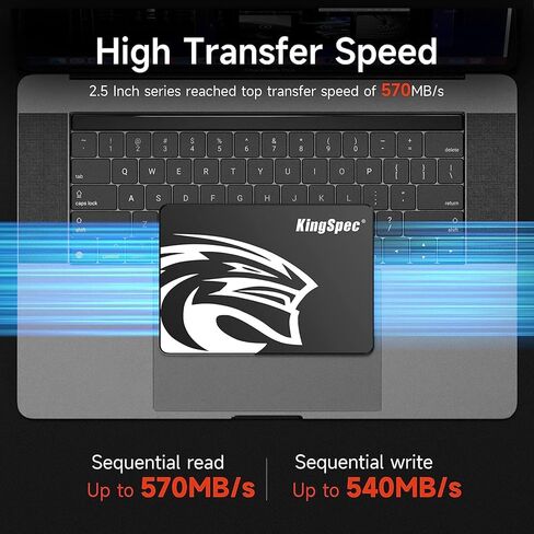 KingSpec 512 جيجابايت 2.5 بوصة SATA SSD، محرك أقراص الحالة الصلبة الداخلي SATA III 6 جيجابايت/ثانية - فلاش NAND TLC ثلاثي الأبعاد، متوافق مع سطح المكتب/الكمبيوتر المحمول/الكل في واحد (P3,512 جيجابايت) in Kuwait