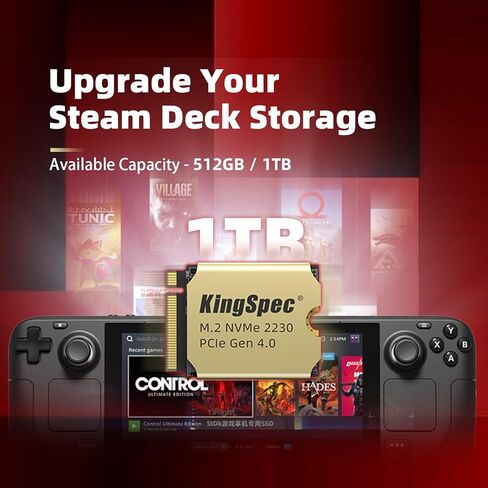 KingSpec 1 تيرابايت 2230 NVMe GEN 4x4 M.2 SSD، R/W حتى 5000 ميجابايت/ثانية و2600 ميجابايت/ثانية، PCIe 4.0 SSD داخلي - 3D TLC NAND Flash، 2230 SSD رائع لسطح البخار ROG Ally Microsoft Surface in Kuwait