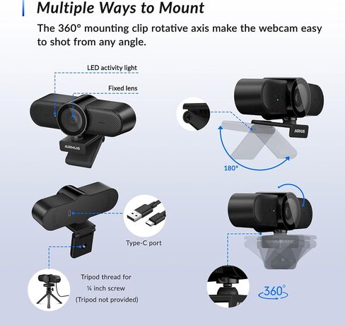 Webcam No Mic with Privacy Cover, USB Web Cam for Computer and Laptop Plug & Play, Web Camera Without Audio, 78° Wide-Angle,for Streaming and Conferencing (2K Webcam No Mic) in Kuwait