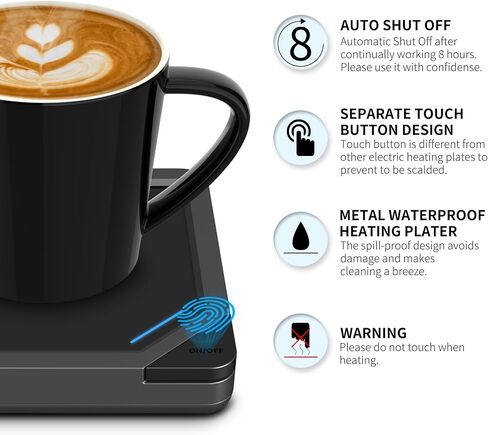 USB Coffee Mug Warmer:Smart Electric Coffee Cup Warmer for Desk with Auto Shut Off-Coffee Accessories for Home Office Desk (Black) in Saudi Arabia