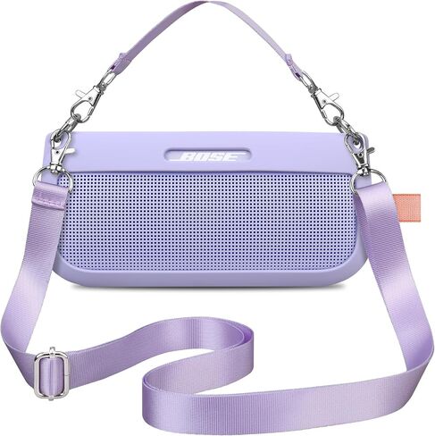 BOVKE Silicone Case Cover Compatible with Bose SoundLink Flex Bluetooth Portable Speaker, Soft Protective Silicone Sleeve for Bose SoundLink Flex Wireless Speaker with 2 Straps, Purple in Saudi Arabia