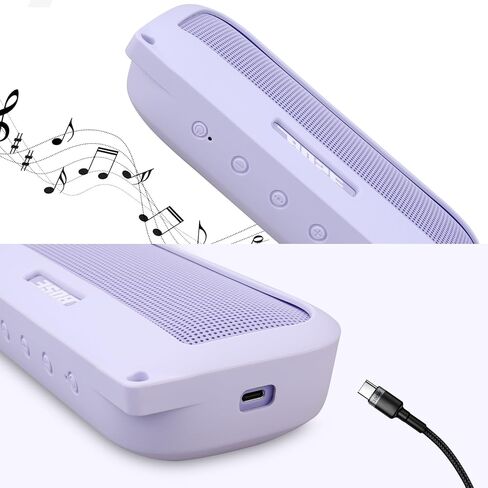 BOVKE Silicone Case Cover Compatible with Bose SoundLink Flex Bluetooth Portable Speaker, Soft Protective Silicone Sleeve for Bose SoundLink Flex Wireless Speaker with 2 Straps, Purple in Saudi Arabia