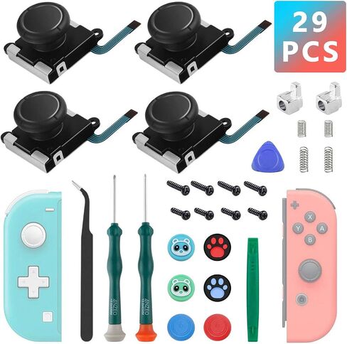 lonandy 2 حزمة عصا التحكم Joycon، طقم إصلاح Joycon قطع غيار عصا التحكم لنينتندو سويتش، سويتش لايت & سويتش OLED، تتضمن مقابض الإبهام، أبازيم قفل معدنية in Kuwait