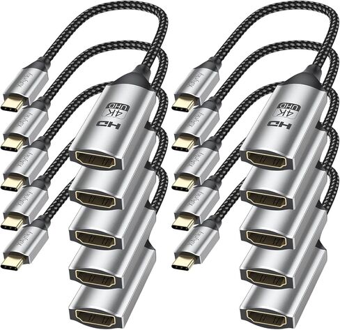 محول USB C إلى HDMI 5 حزم، محول USB من النوع C إلى HDMI 4K ذكر إلى أنثى، HDMI إلى USB-C (متوافق مع Thunderbolt 3) لهاتف iPhone 15/15 Pro/15 Pro Max، MacBook Pro/Air، iPad Pro جالاكسي in Kuwait
