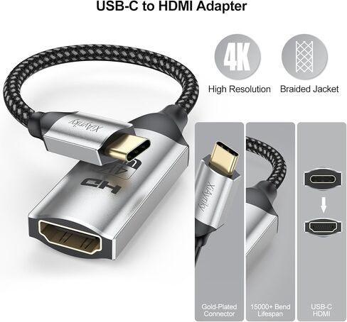 محول USB C إلى HDMI 5 حزم، محول USB من النوع C إلى HDMI 4K ذكر إلى أنثى، HDMI إلى USB-C (متوافق مع Thunderbolt 3) لهاتف iPhone 15/15 Pro/15 Pro Max، MacBook Pro/Air، iPad Pro جالاكسي in Kuwait