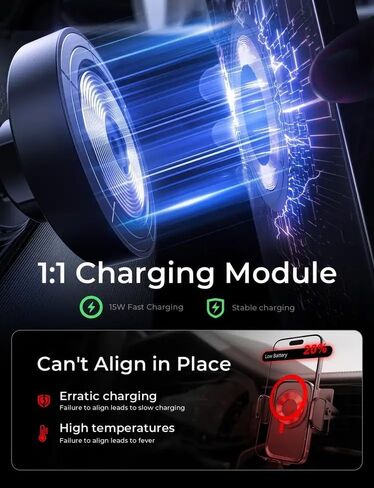 LISEN for MagSafe Car Mount Charger for iPhone 16, 15W Wireless Universal Vent Charger for iPhone 16 Car Accessories Magnetic Phone Holder Mount, Fits iPhone 16 Pro Max Plus Mini 16 15 14 13 Black in Saudi Arabia