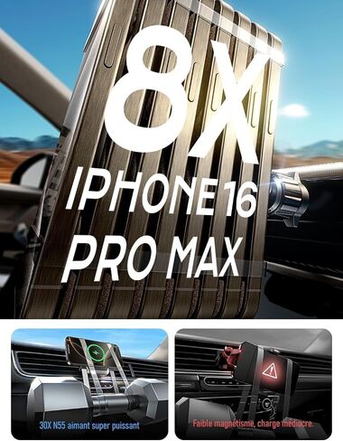 LISEN for MagSafe Car Mount Charger for iPhone 16, 15W Wireless Universal Vent Charger for iPhone 16 Car Accessories Magnetic Phone Holder Mount, Fits iPhone 16 Pro Max Plus Mini 16 15 14 13 Black in Saudi Arabia