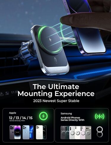 LISEN for MagSafe Car Mount Charger for iPhone 16, 15W Wireless Universal Vent Charger for iPhone 16 Car Accessories Magnetic Phone Holder Mount, Fits iPhone 16 Pro Max Plus Mini 16 15 14 13 Black in Saudi Arabia