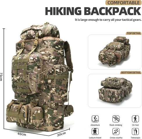 King'sGuard 100L Camping Hiking Backpack Molle Rucksack Military Camping Backpacking Daypack in Saudi Arabia