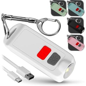 Rechargeable Keychain Alarm for Women Self Defense – 2 Pack 130 dB Loud Safesound Personal Siren Ring with LED Light – Waterproof SOS Emergency Safety Alert Device Key Chain by WETEN (Black&Black)