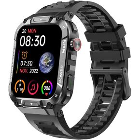 Military Smart Watch for Men 1.96 Inches Outdoor Sports Smartwatch with Answer/Make Call,Fitness Watch,Blood Oxygen,Heart Rate and Sleep Monitor Compatible with iPhone and Android Phones