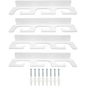 Zerodis Fishing Rod Holder, 4Pcs Acrylic Wall Mounted Horizontal Ceiling Fishing Pole Racks Fishing Rod Racks for Garage Boat Basement Cabin Store Hold 6 Rods (White)