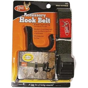 HME Accessory Hunting Hook Belt|3 Super-Strong Hooks for Hanging Various Items |Curved and Cupped Back to Mount to the Tree, Single Blister