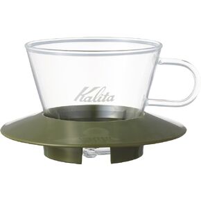 カリタ(Kalita) Karita WDG-155#05064 Wave Series Glass Coffee Dripper for 1-2 People, Army Green
