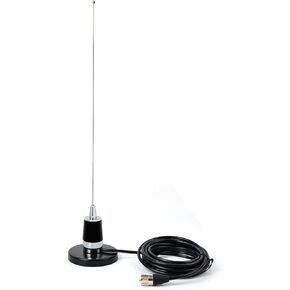 Dual Band NMO Antenna, 21Inches 144/430Mhz VHF UHF Whip Antenna with NMO Magnetic Mount Magnet Base 5meter(16.4ft) RG58 Coax Cable for Yaesu Kenwood Midland Mobile Transceiver