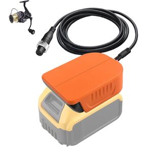 Fishing Reel Adapter/Power Cord Cable for Dewalt 20V 60V Battery/Charger for Daiwa Seaborg 1200MJ 1200J 800MJ 800J 1200 800 Electric Fishing Reels, Power Cable Connecting Battery to Reels Spool