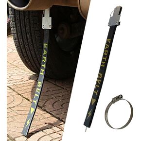 قطعة واحدة من شريط التأريض لتعليق السيارات، سلك تأريض مطاطي بطول سلك نحاسي قابل للتعديل مع مشبك ثابت، ملحقات بديلة، متوافقة مع معظم السيارات (أسود) in Kuwait