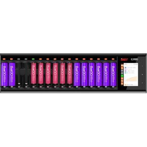 ISDT N16 36W 1.5A 16-Slot Speedy Smart LCD Display Universal Battery Fast Quick Charger for Rechargeable Batteries AA AAA Li-lon LiHv Ni-MH Ni-Cd Nizn LiFePO4 with AC Wall Adapter